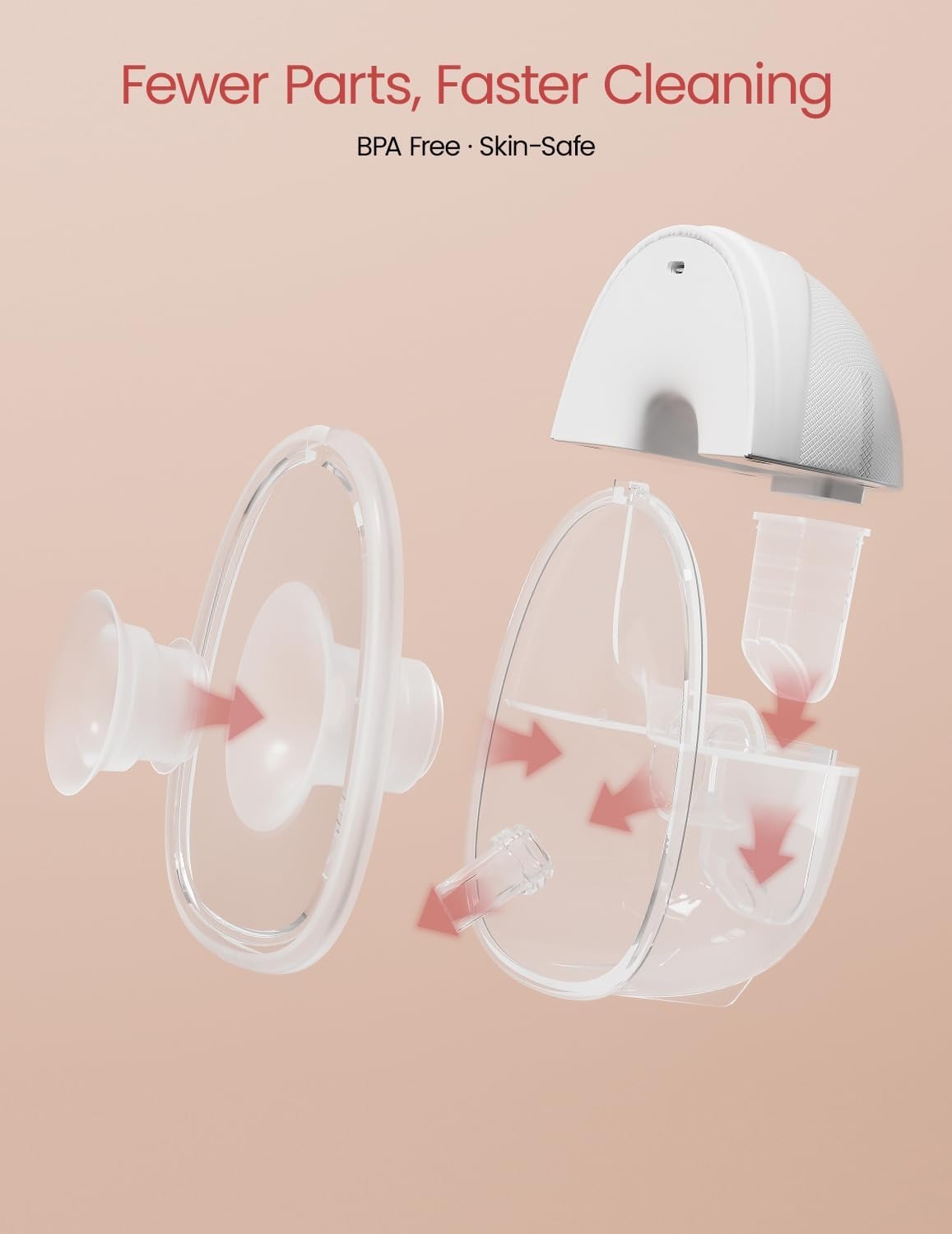 NCVI Wearable Breast Pump Hands Free, Portable Electric Breastfeeding Pump with 1500mAh Battery, Quiet Operation, Smart LED Display, 4 Modes & 9 Levels, 19/21/24mm Flanges