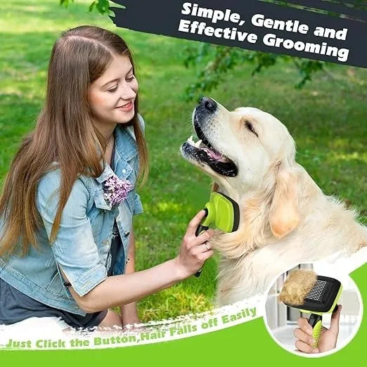 3PCS Self Cleaning Dog & Cat Slicker Brush – Dematting Rake & Bath Brush Grooming Set