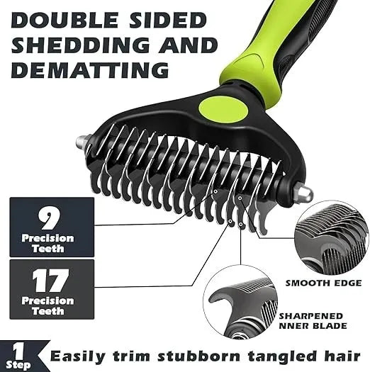 3PCS Self Cleaning Dog & Cat Slicker Brush – Dematting Rake & Bath Brush Grooming Set