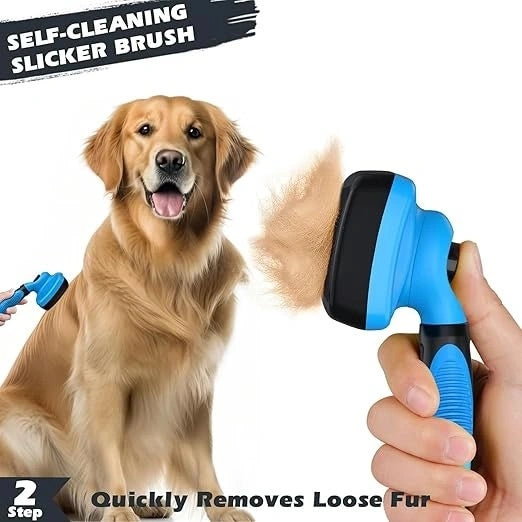 3PCS Self Cleaning Dog & Cat Slicker Brush – Dematting Rake & Bath Brush Grooming Set