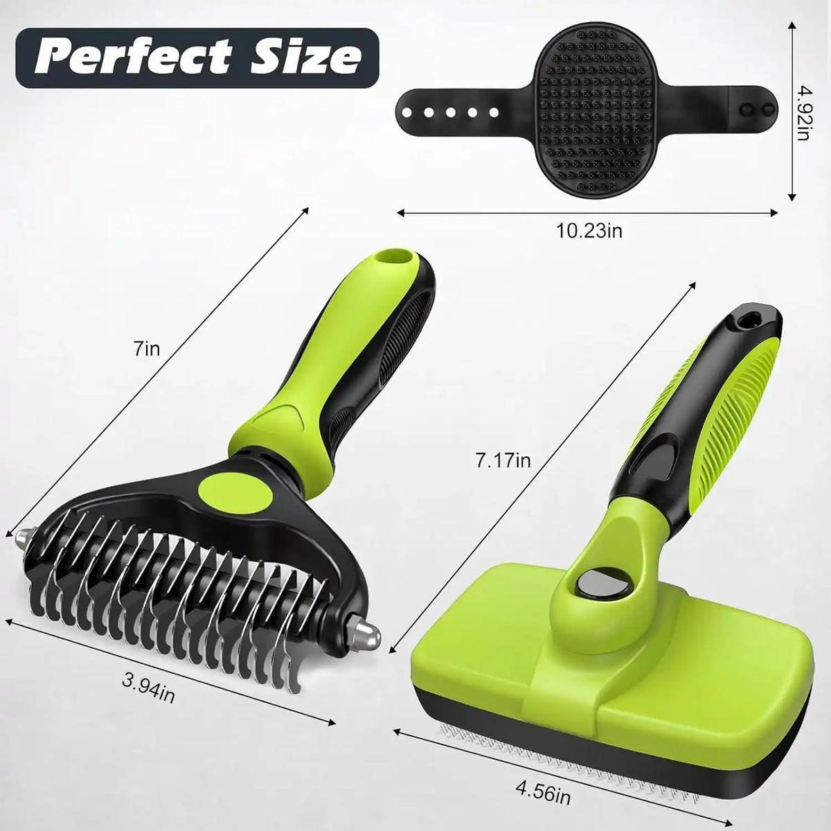 3PCS Self Cleaning Dog & Cat Slicker Brush – Dematting Rake & Bath Brush Grooming Set
