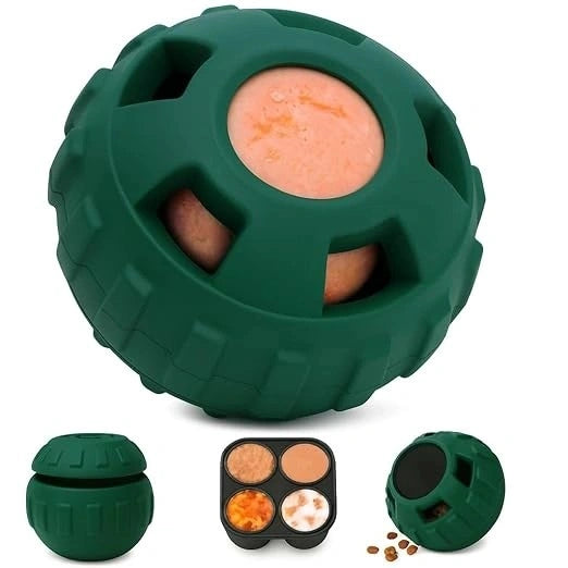 4-in-1 Dog Treat Puzzle Ball Toy – Frozen Treat Dispenser & Chew Toy for Small & Medium Dogs