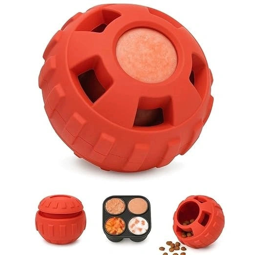 4-in-1 Dog Treat Puzzle Ball Toy – Frozen Treat Dispenser & Chew Toy for Small & Medium Dogs