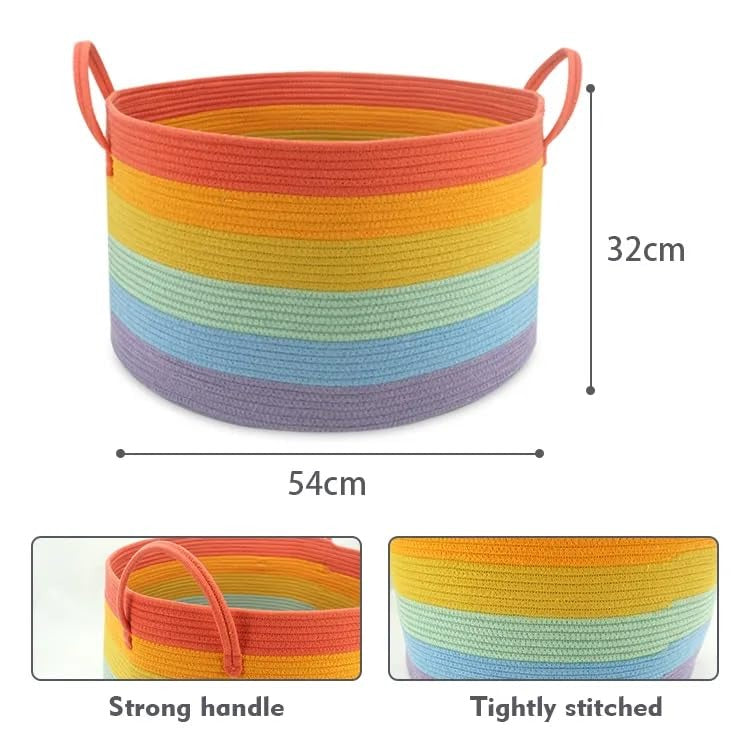 Rainbow Basket Cotton Rope Storage Basket 2