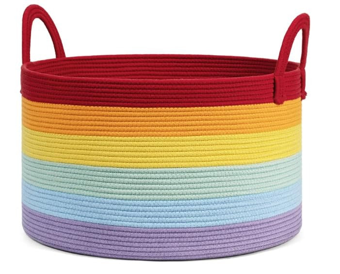  Rainbow Basket Cotton Rope Storage Basket 