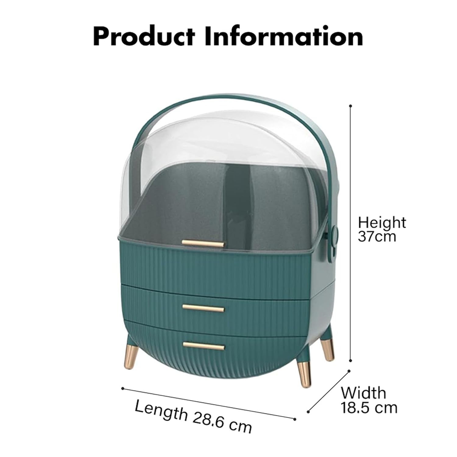 ALOXE Cute Makeup Cosmetics Organizer Box With Drawer Storage|Plastic Storage Organizer Box For Women(Green)