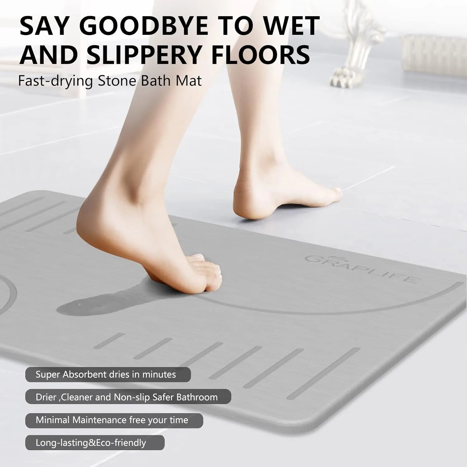 Graplife Stone Bath Mat Diatomaceous Earth Shower Mat1