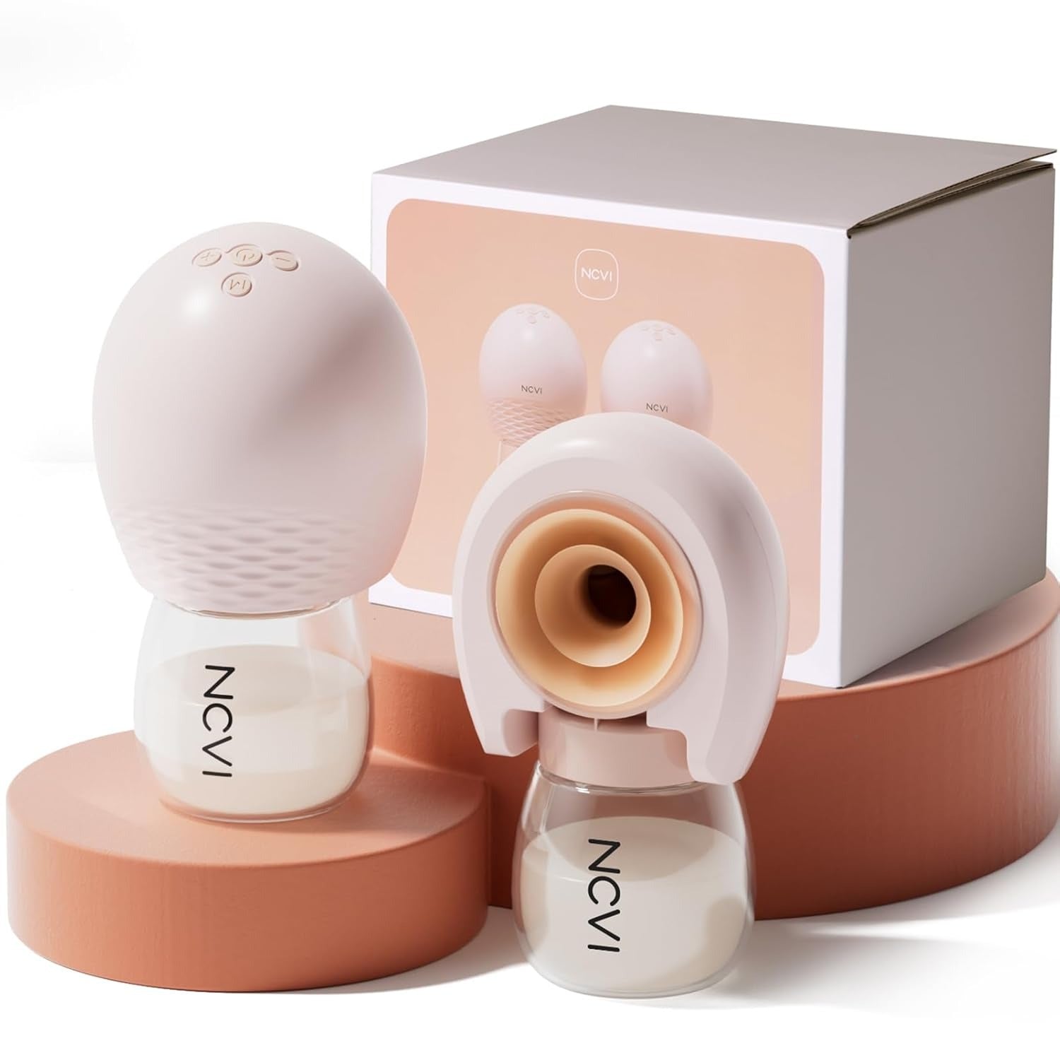 NCVI 8113 Wireless Breast Pump Hands Free 21/25mm Flanges, Portable Electric Wearable Breastfeeding Milk Pump Double with 4 Modes & 9 Levels for Work Travel Mom, Upgrade Cordless Design 1 Count, Pink