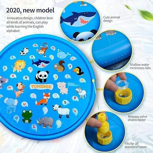 68 Inch Splash Pad for Kids-Sprinkler Water Play Mat (Set of 1)