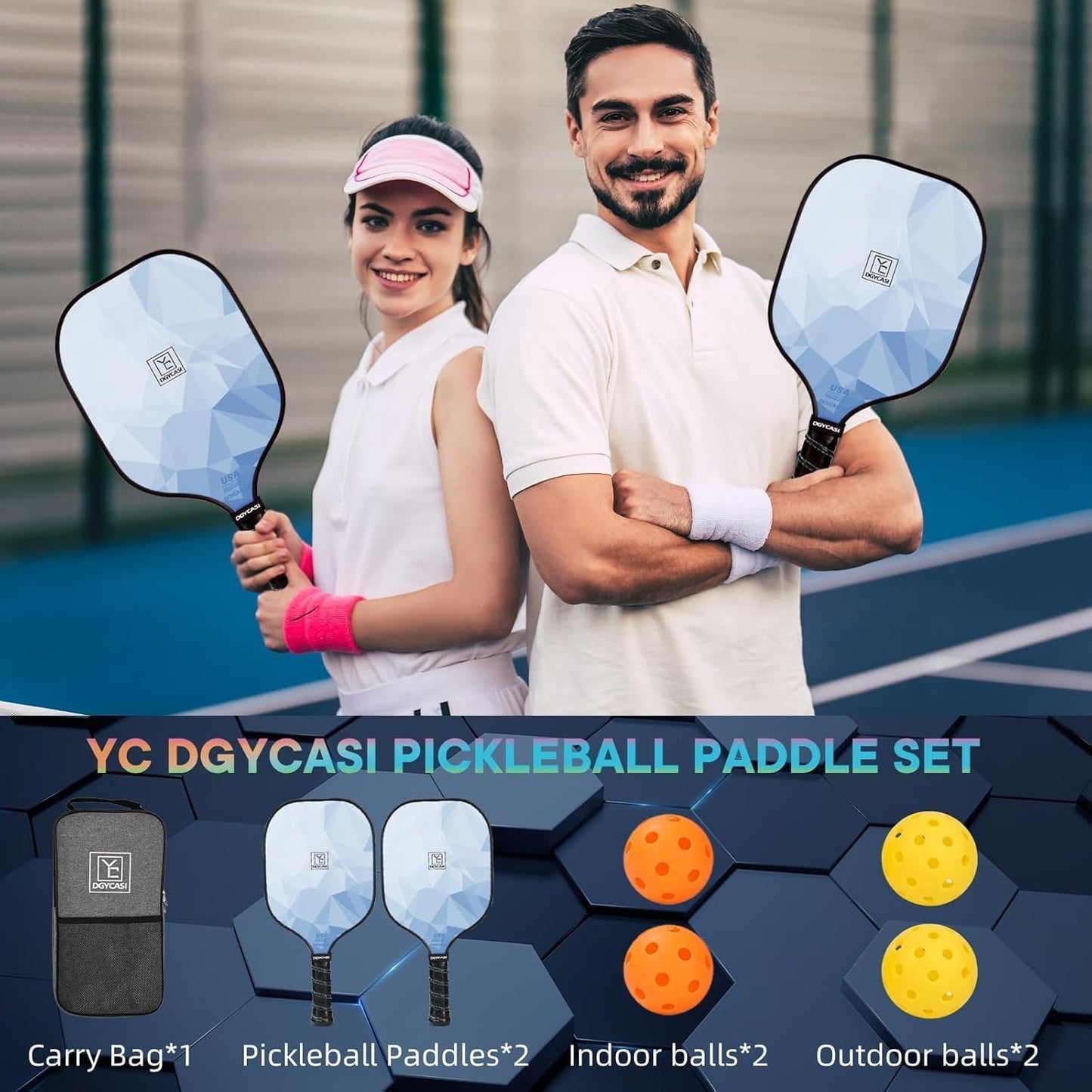 Pickleball Paddles Set of 2(Blue)3