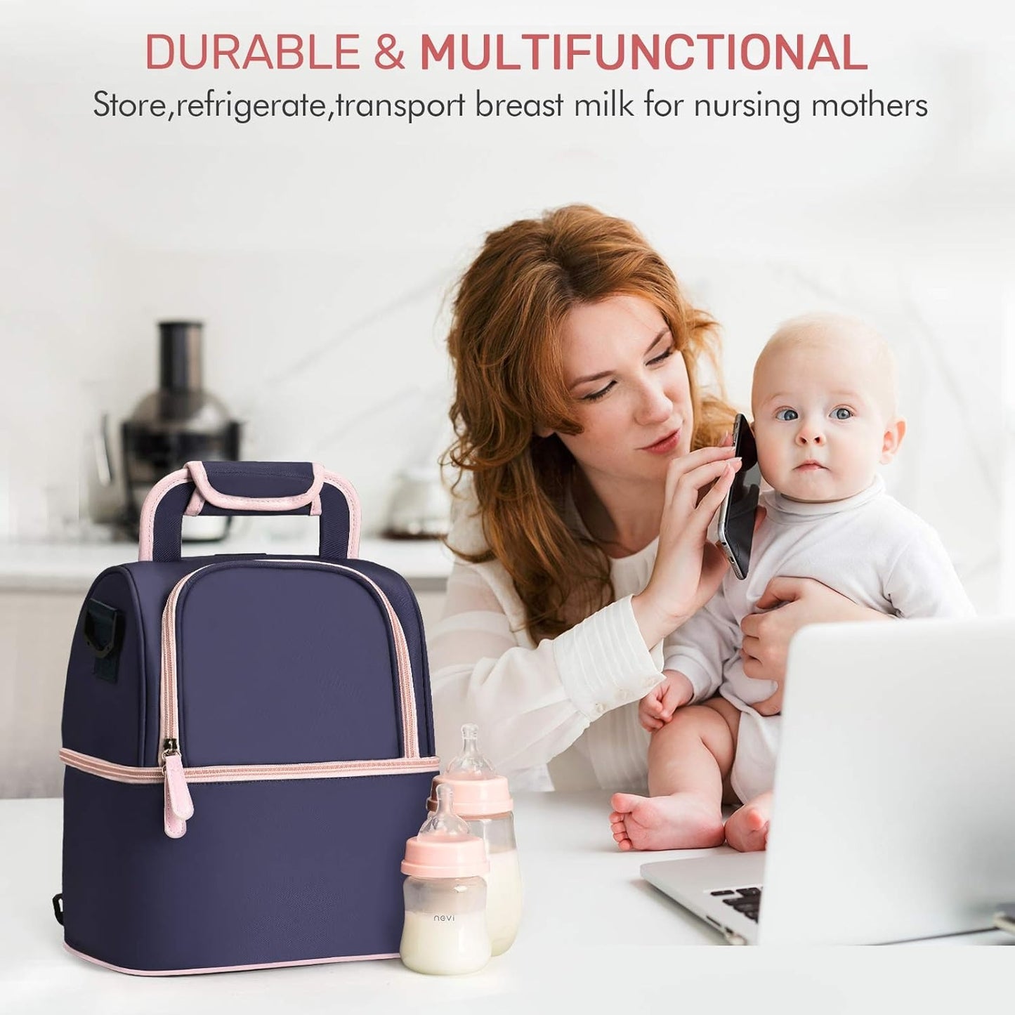 Nursing Mother Breast Pump Bag Backpack (Purple)1