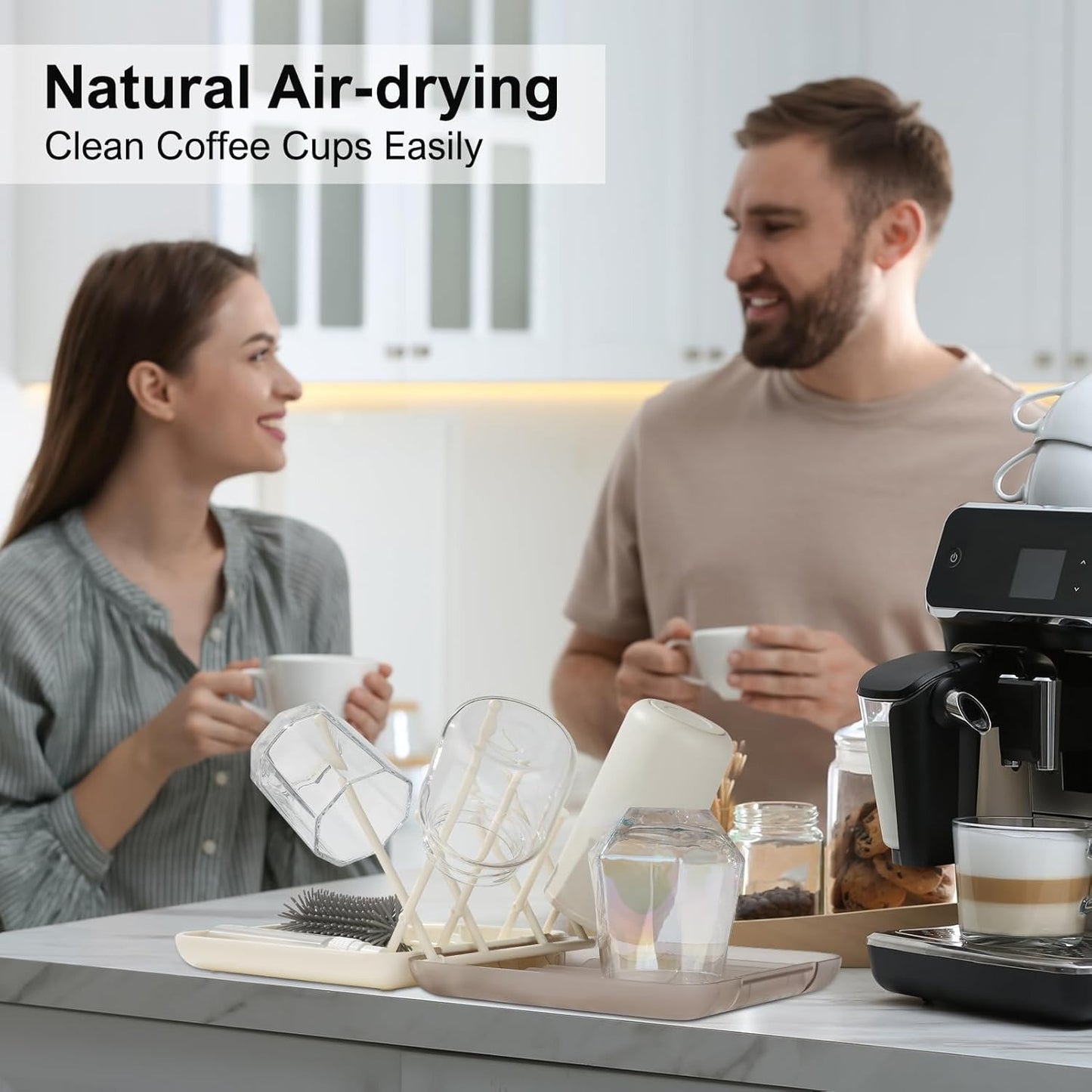 6 in 1 Baby Bottle Cleaner Set with Drying Rack (White)