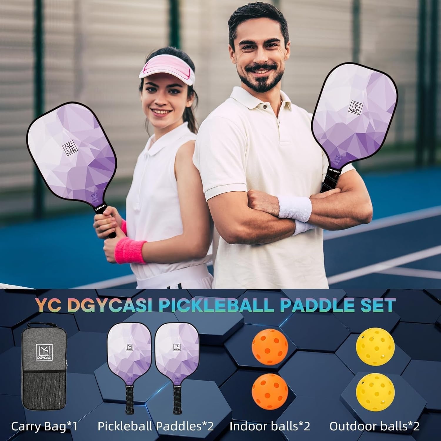 Pickleball Paddles Set of 2(Purple)4