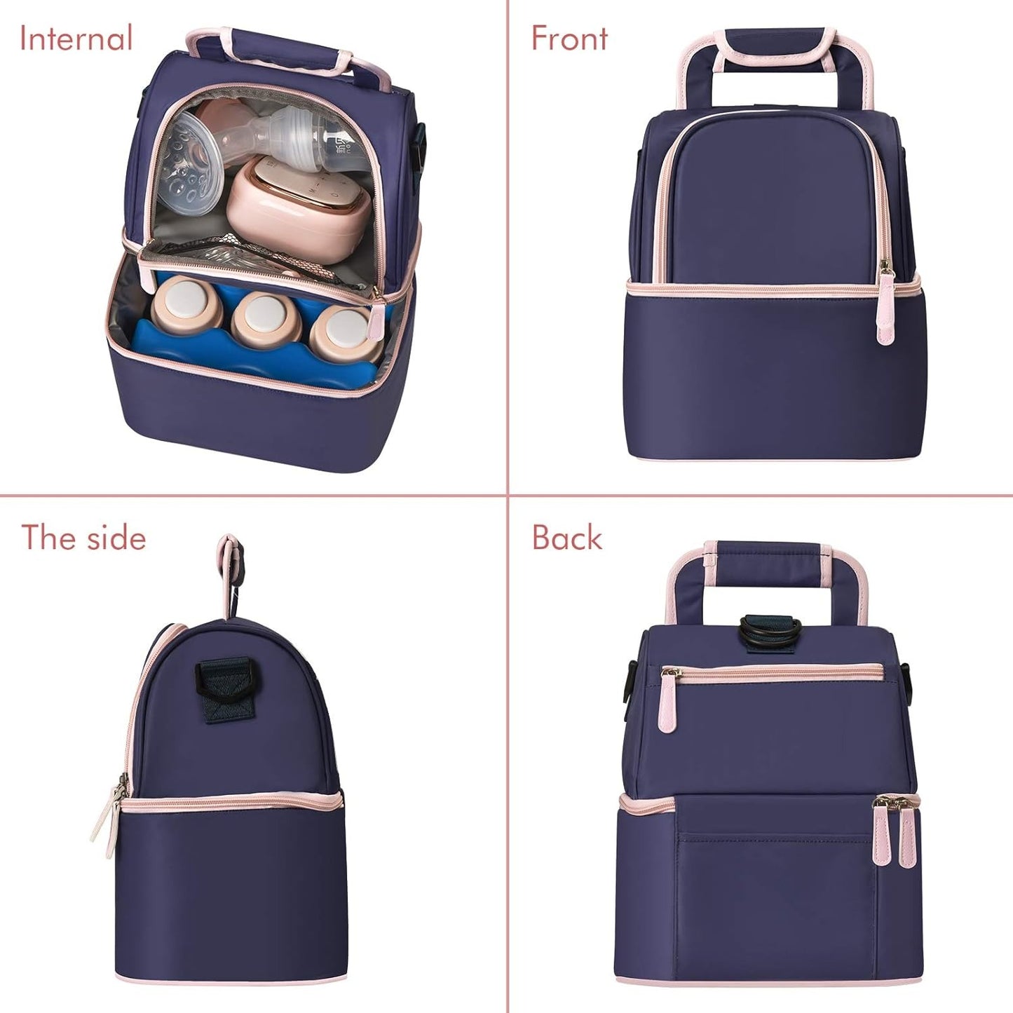 Nursing Mother Breast Pump Bag Backpack (Purple)2