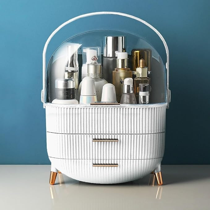 ALOXE Cute Makeup Cosmetics Organizer Box With Drawer Storage|Plastic Storage Organizer Box For Women(Green)