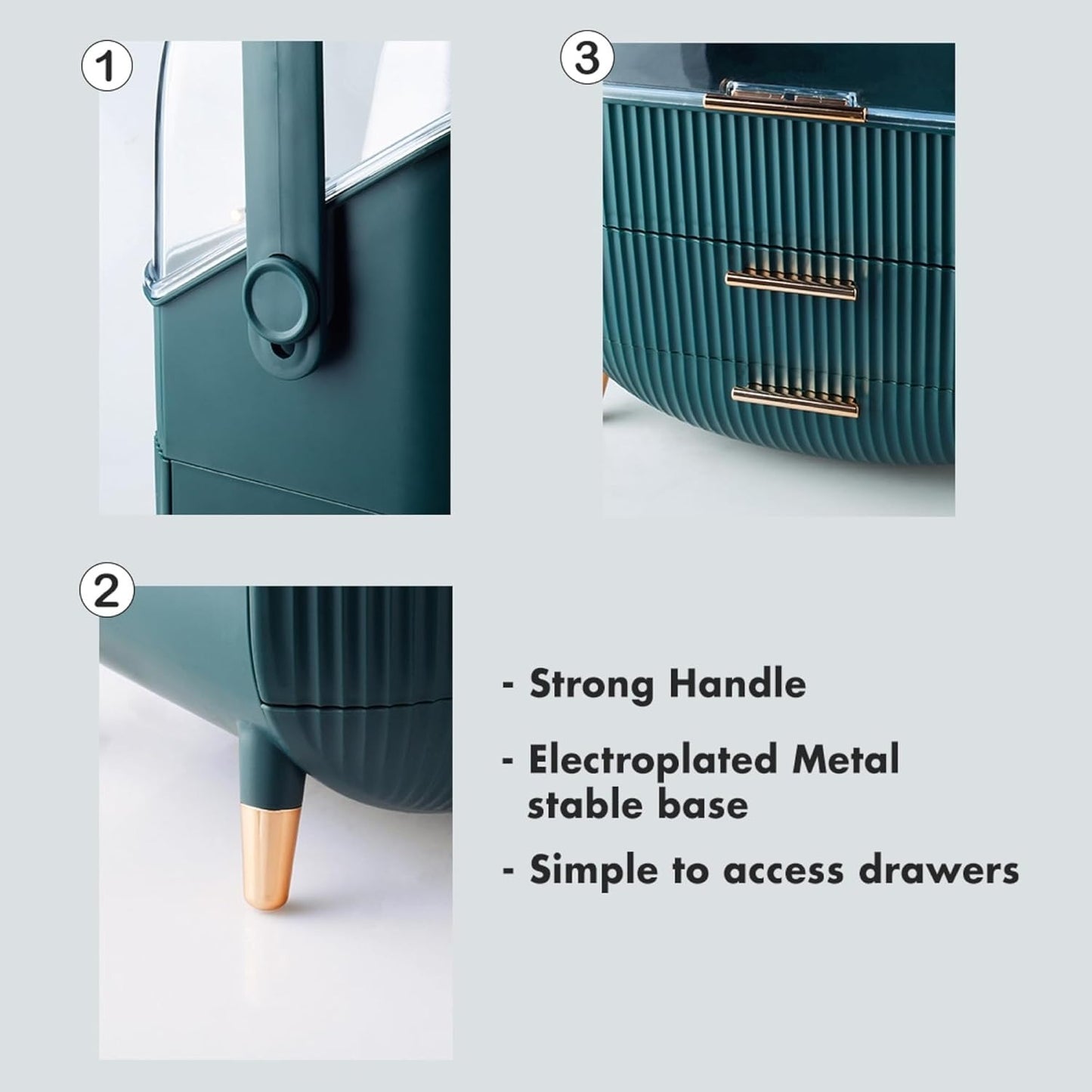 ALOXE Cute Makeup Cosmetics Organizer Box With Drawer Storage|Plastic Storage Organizer Box For Women(Green)