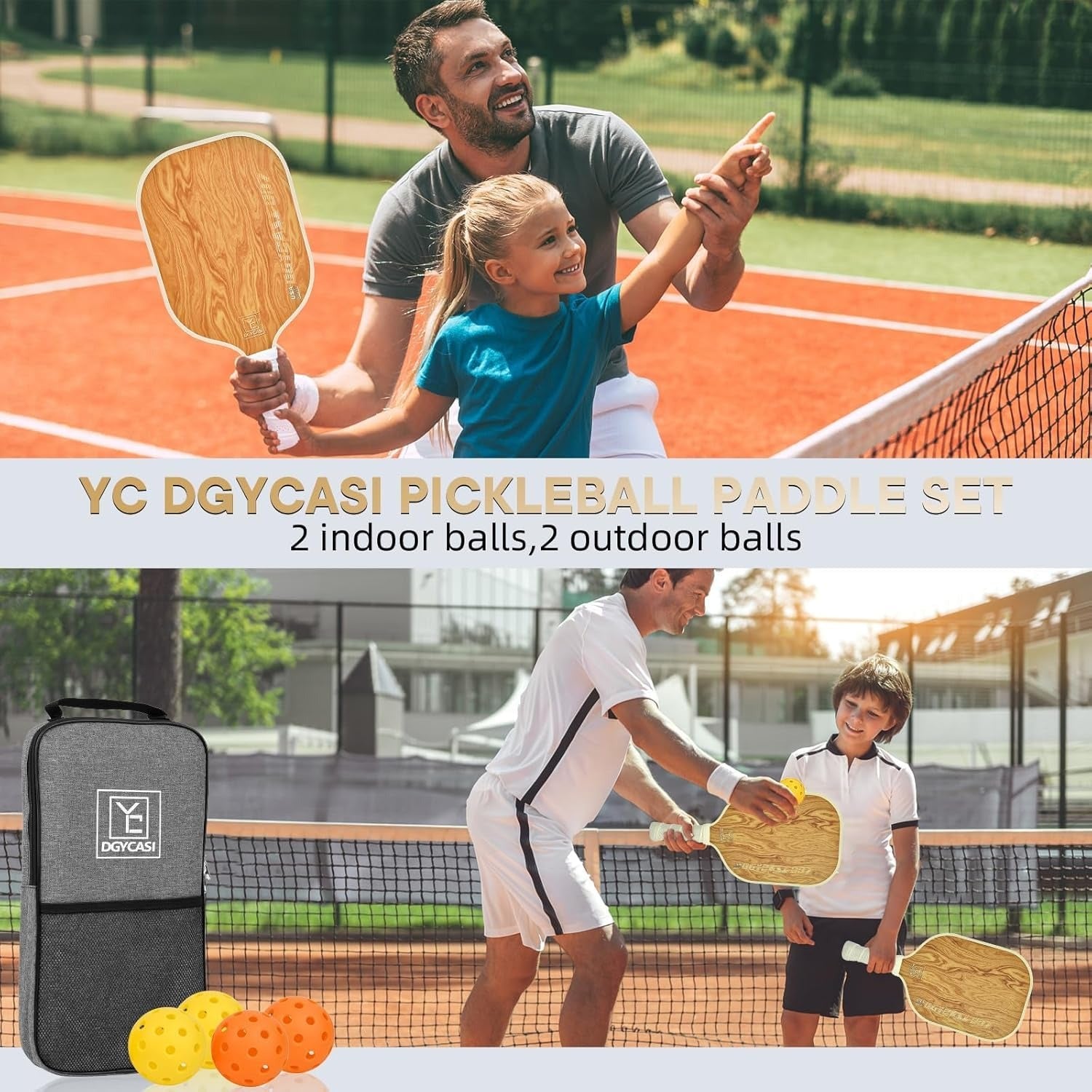 Pickleball Paddles Set of 2(Wood Grain)3