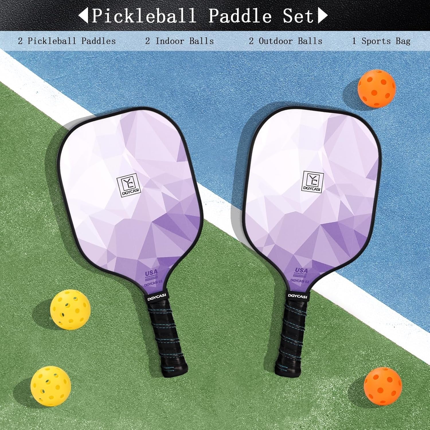 Pickleball Paddles Set of 2(Purple)8