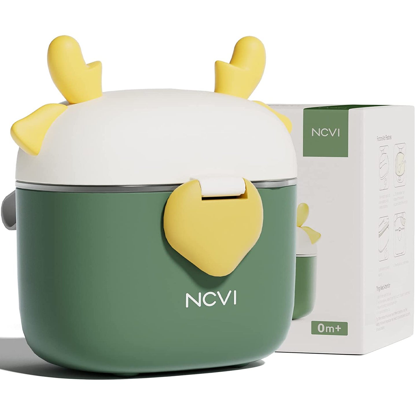 NCVI Baby Formula Dispenser On The Go, Formula Container to Go, Formula Holder for Travel, Outdoor Picnic with Baby Infant, Portable Container for Milk Powder, Snacks, Candy, Fruits (Dark Green, Deer)