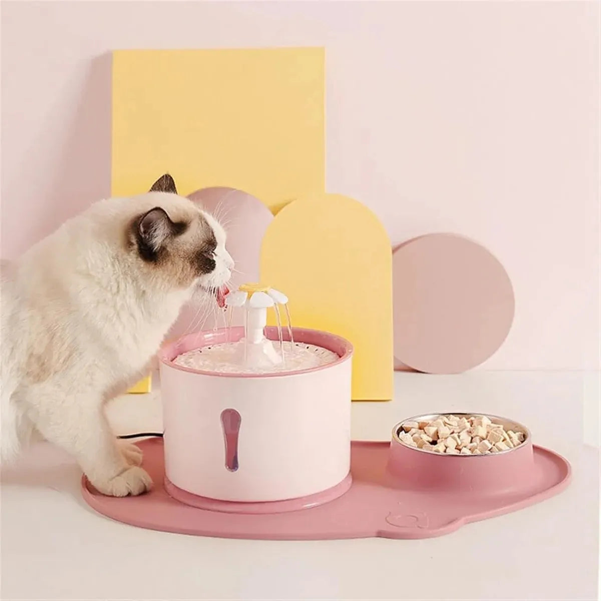 Automatic Cat Water Fountain with Water Level Window & Filter System