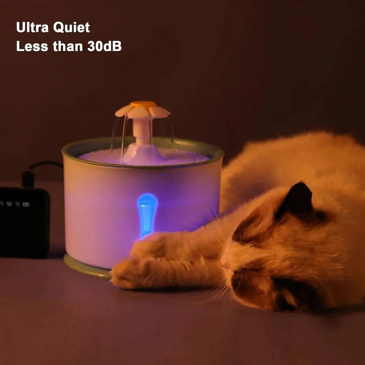 Automatic Cat Water Fountain with Water Level Window & Filter System