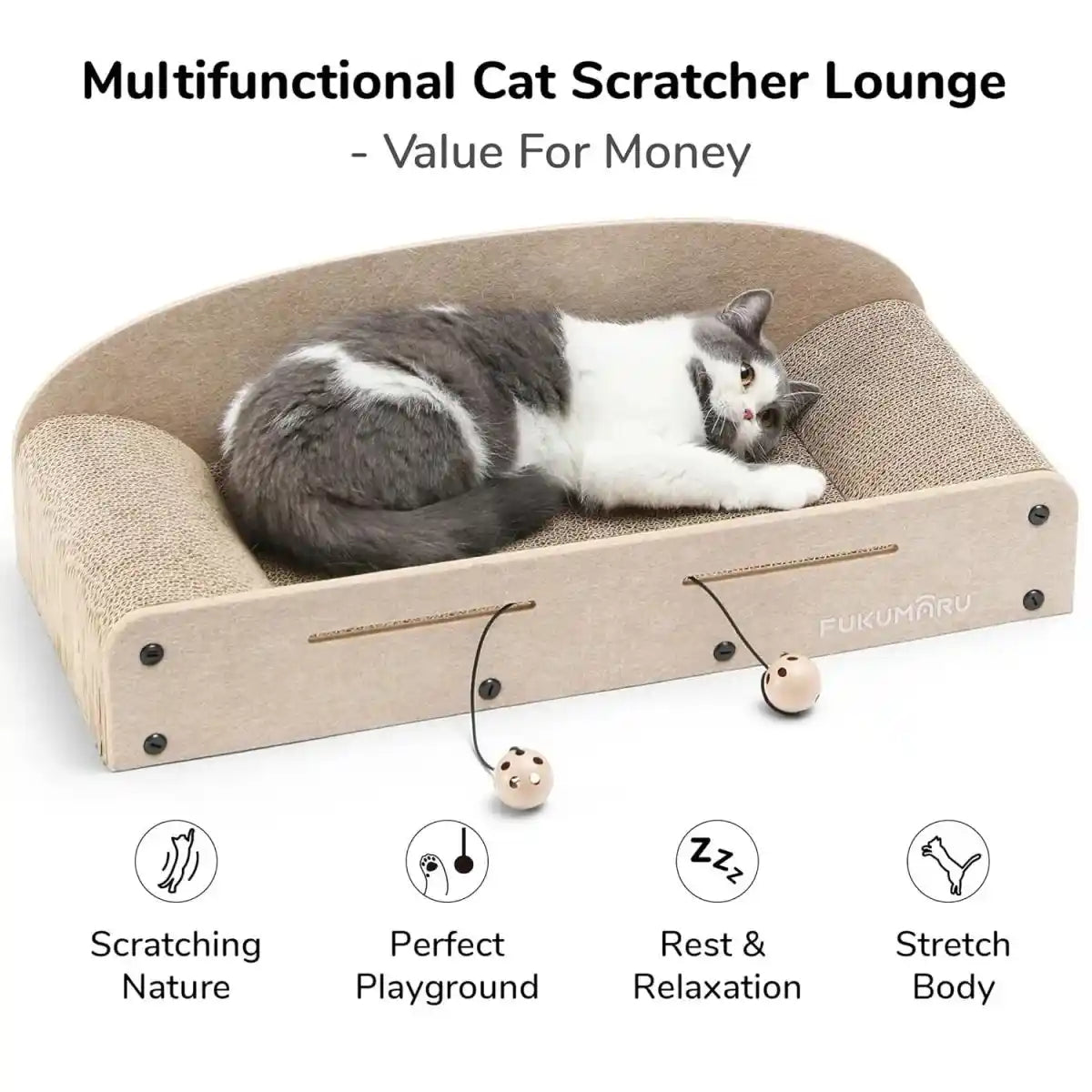 Cat Scratcher Sofa Bed-Lounger & Claw Care (Set of 1)