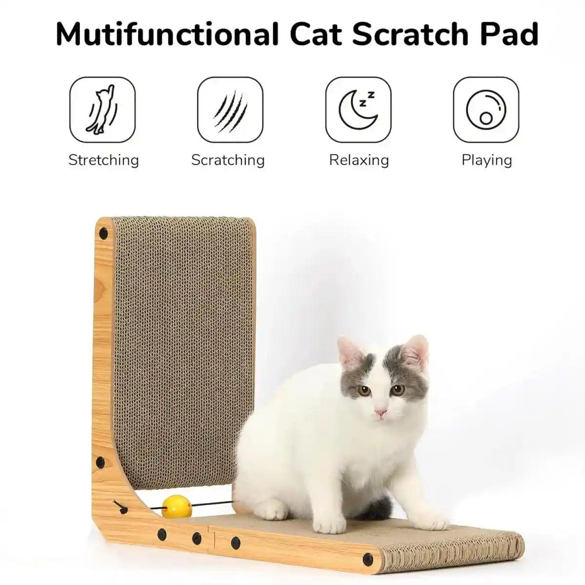 L-Shape Cat Scratcher-Furniture Protector & Bed (Set of 1)