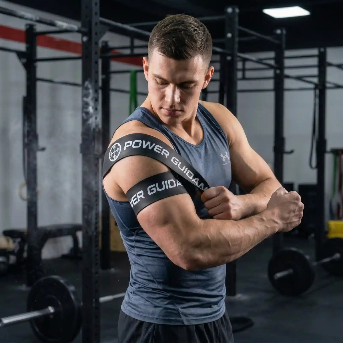 Premium natural latex compression muscle floss band wrapped tightly around an athlete's knee for targeted joint mobility and recovery compression.