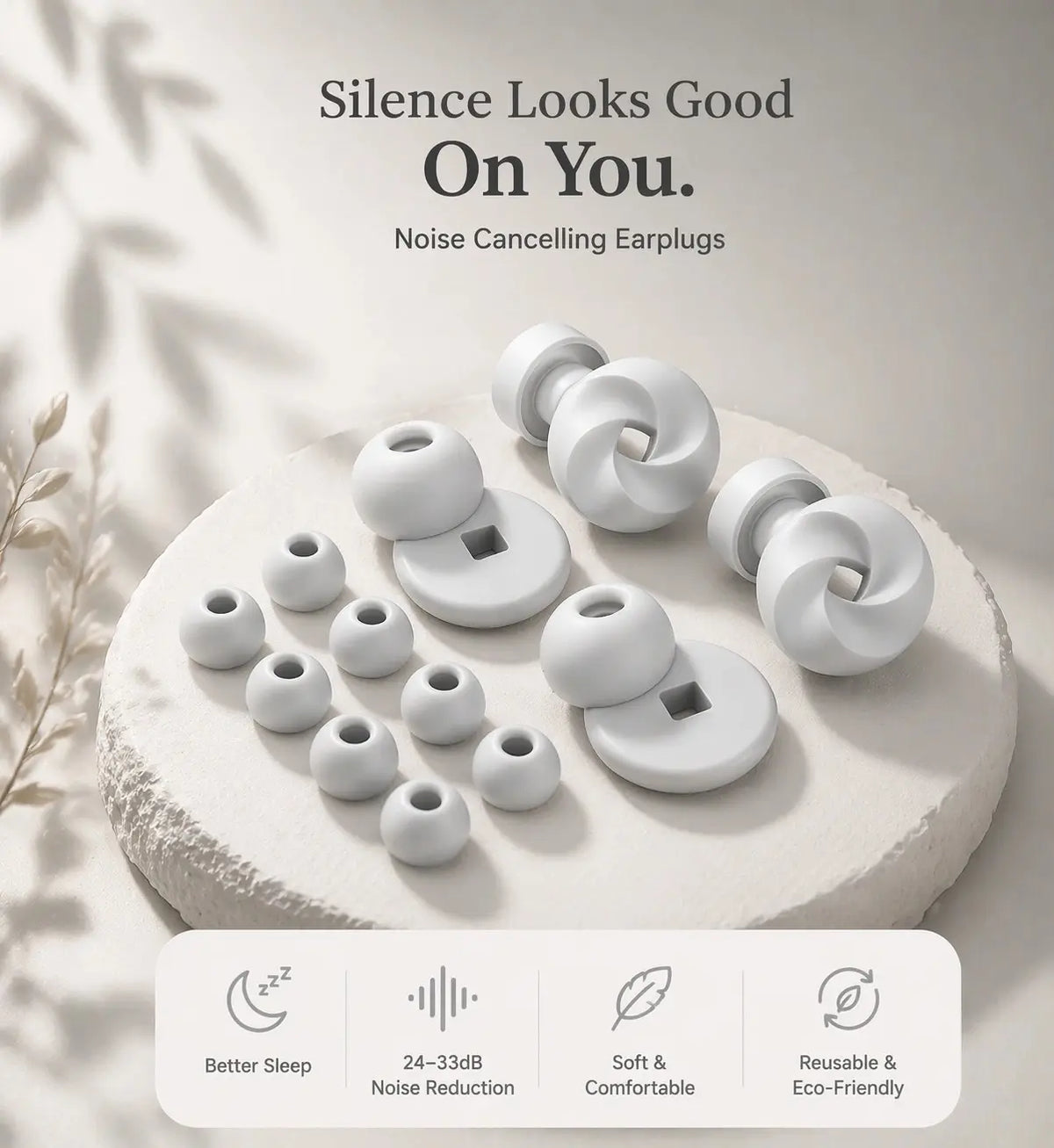 Noise Cancelling 2 Pairs Earplugs-33dB for Sleep