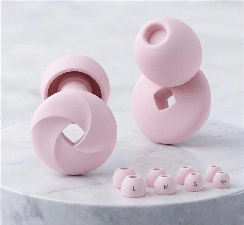Ergonomic silicone noise-canceling sleep earplugs for nighttime sound blocking.