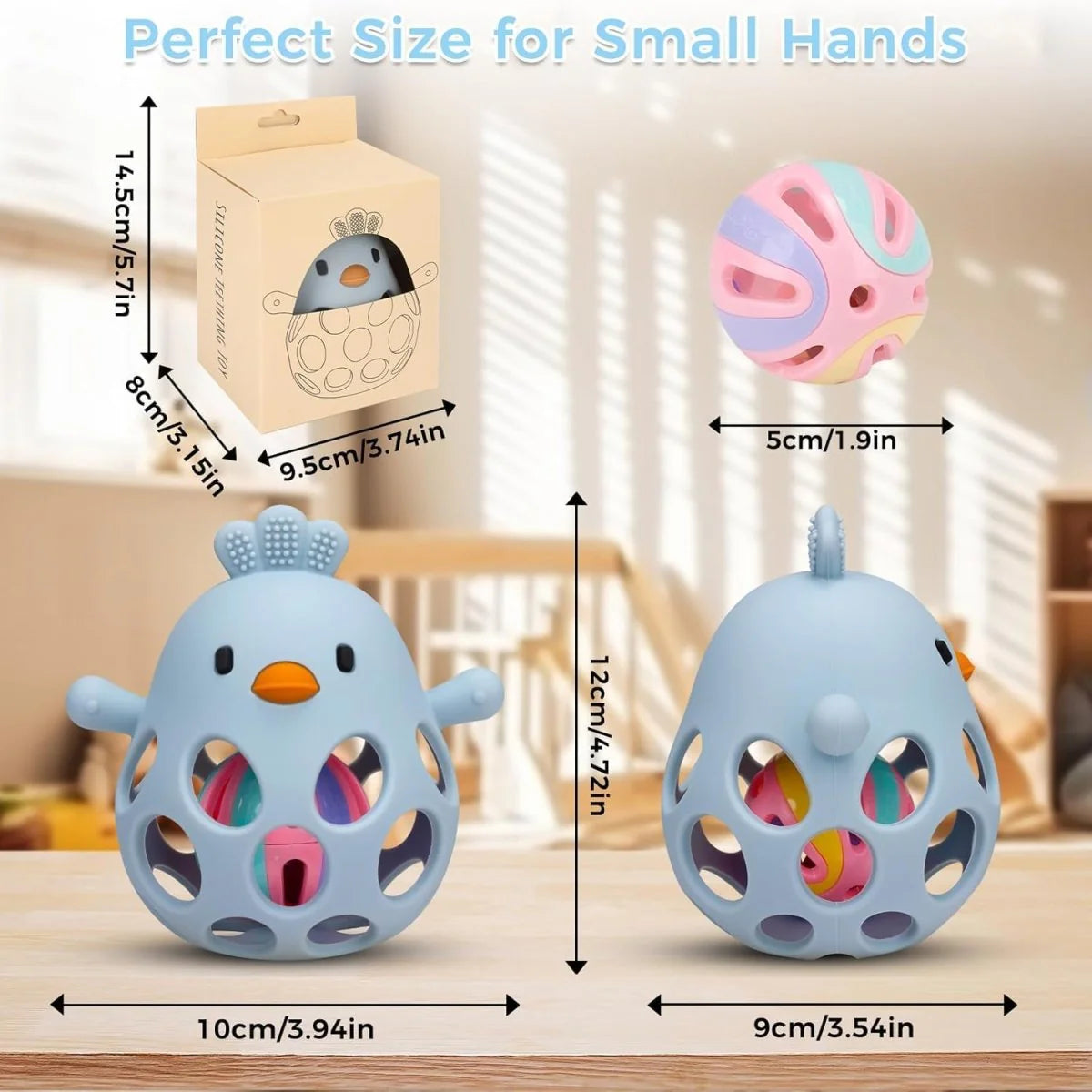 Silicone Teething Rattle Ball-3 Months+ (Set of 1)