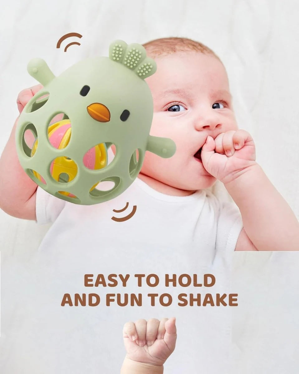Silicone Teething Rattle Ball-3 Months+ (Set of 1)