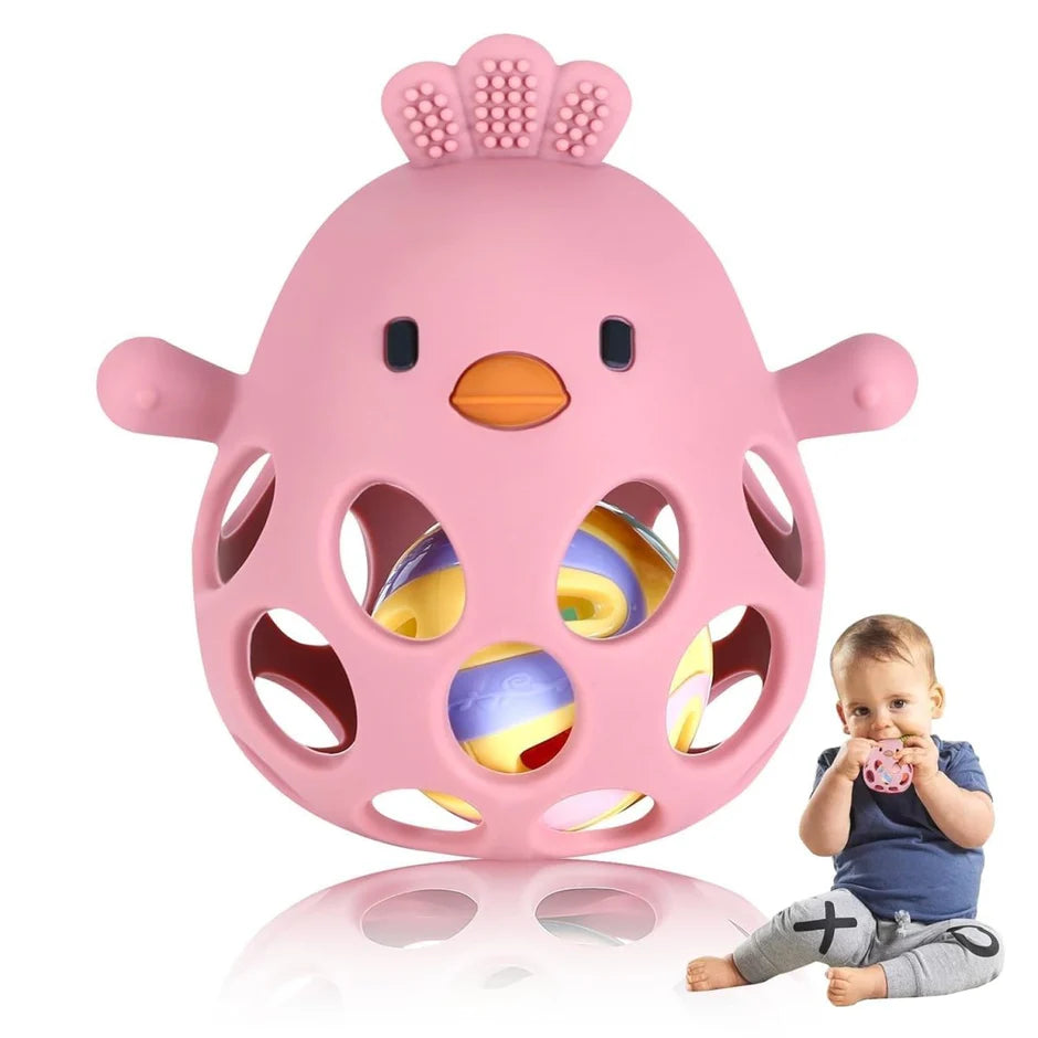 Silicone Teething Rattle Ball-3 Months+ (Set of 1)