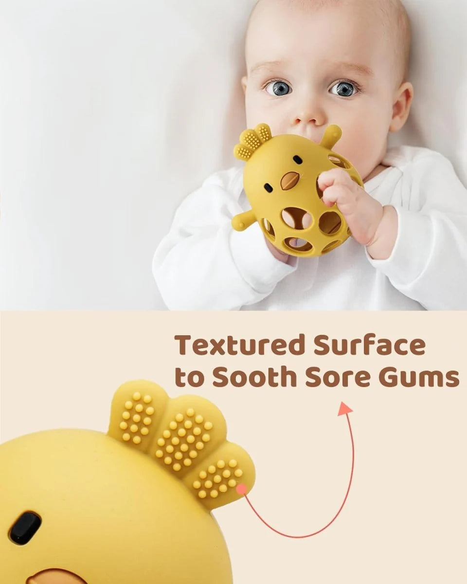 Silicone Teething Rattle Ball-3 Months+ (Set of 1)