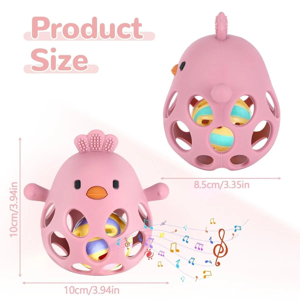 Silicone Teething Rattle Ball-3 Months+ (Set of 1)