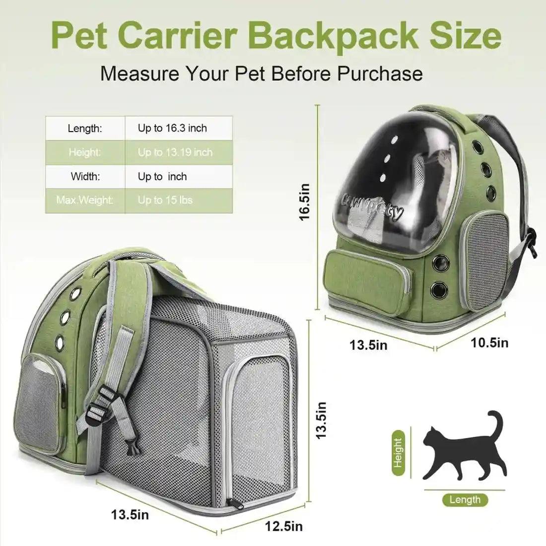Square Expandable Cat Backpack-Travel Pet Carrier (Set of 1)