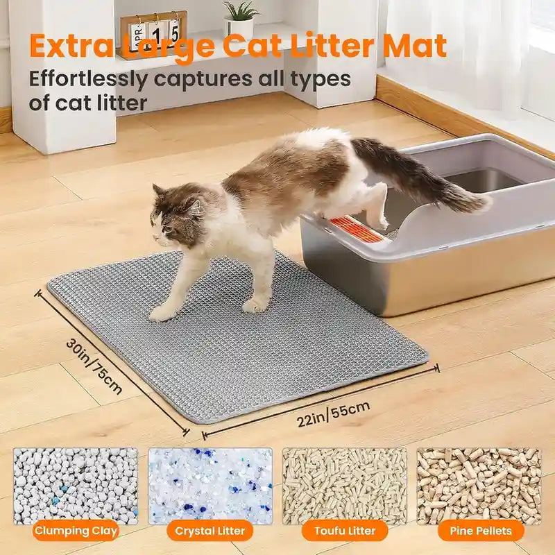 Cat Litter Trapping Mat – Double Layer Honeycomb, Waterproof & Non-Slip Design