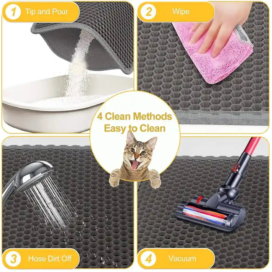 Cat Litter Trapping Mat – Double Layer Honeycomb, Waterproof & Non-Slip Design
