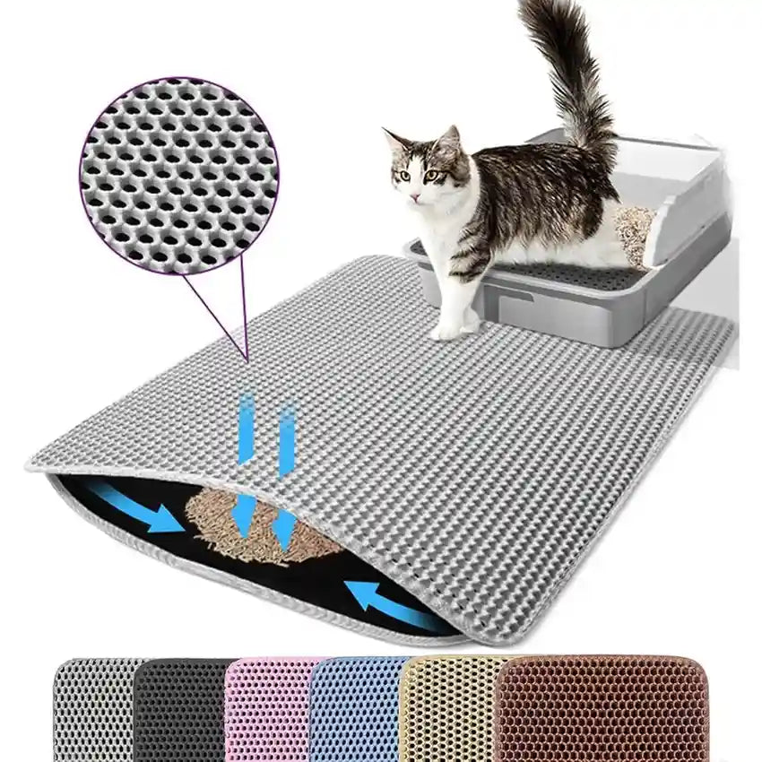 Cat Litter Trapping Mat – Double Layer Honeycomb, Waterproof & Non-Slip Design