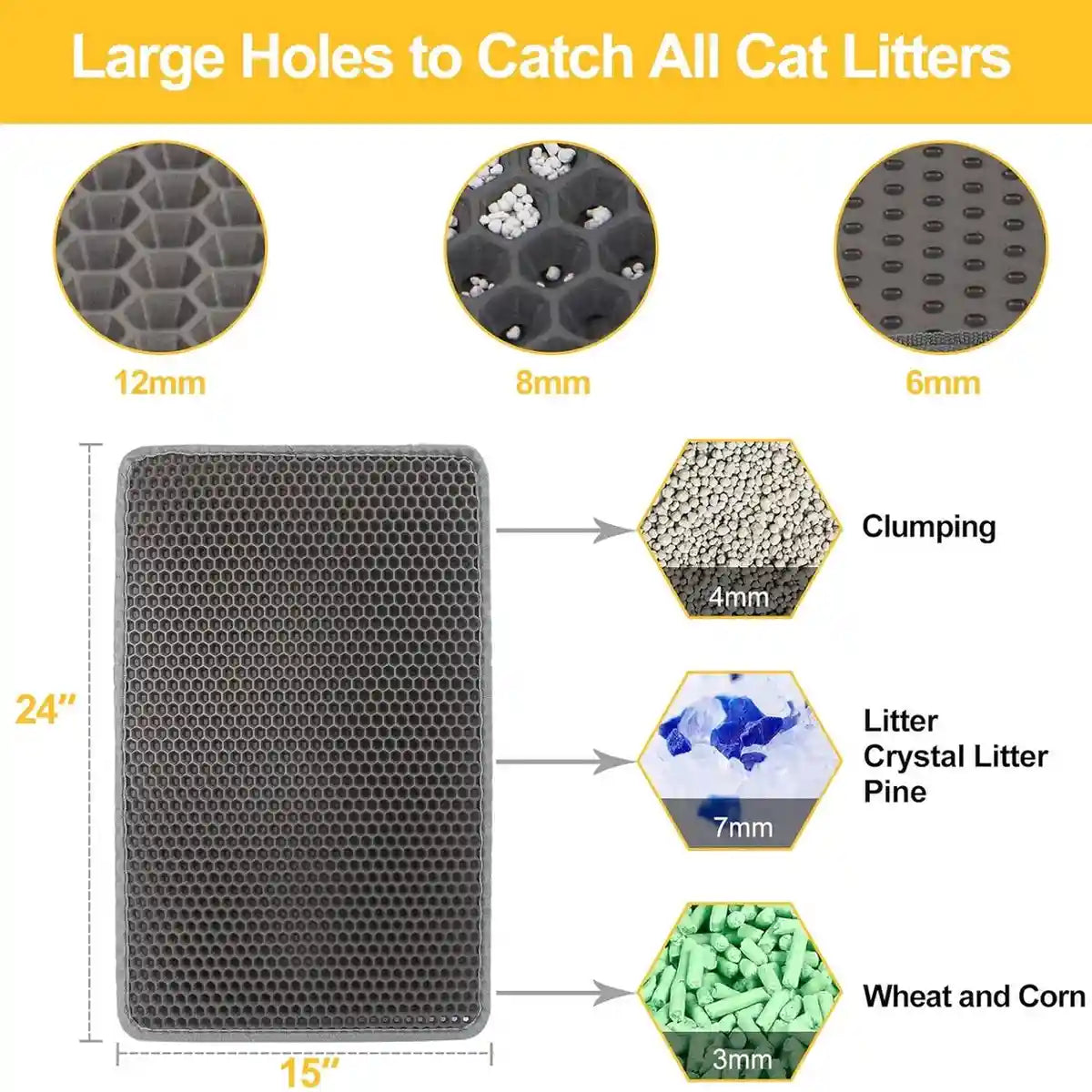 Cat Litter Trapping Mat – Double Layer Honeycomb, Waterproof & Non-Slip Design