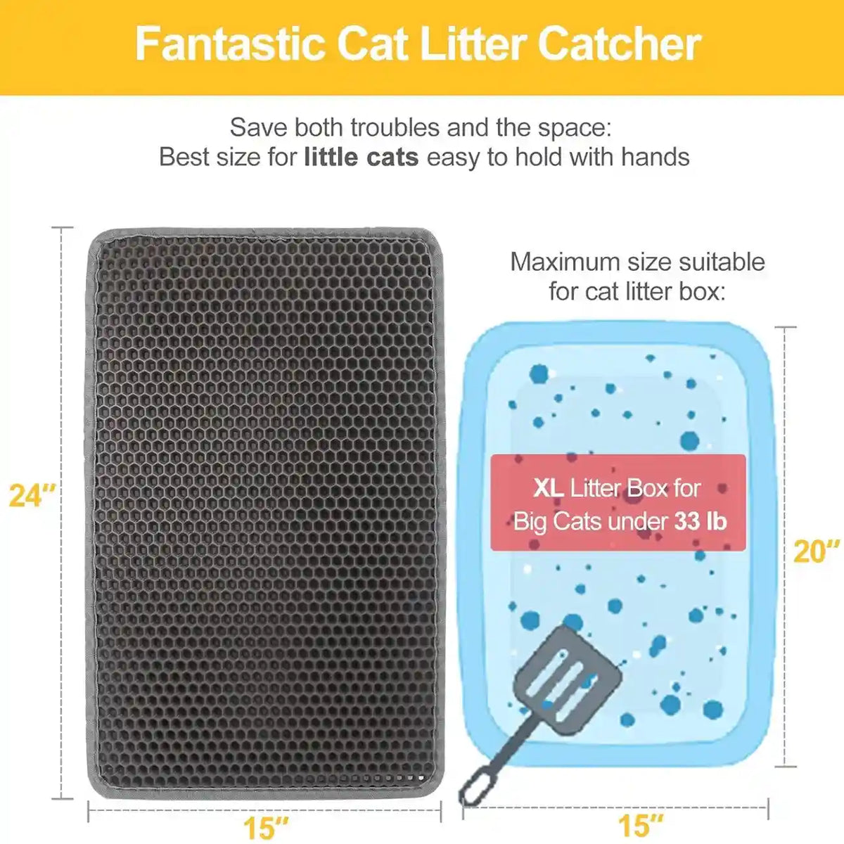 Cat Litter Trapping Mat – Double Layer Honeycomb, Waterproof & Non-Slip Design