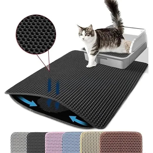 Cat Litter Trapping Mat – Double Layer Honeycomb, Waterproof & Non-Slip Design