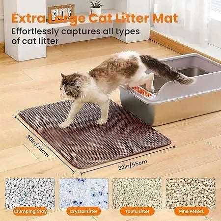 Cat Litter Trapping Mat – Double Layer Honeycomb, Waterproof & Non-Slip Design
