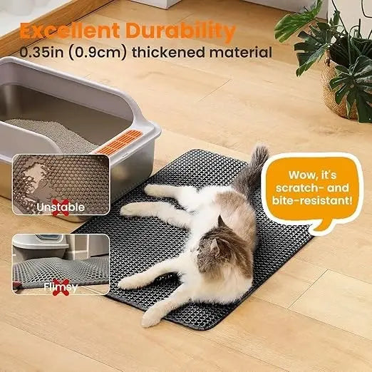 Cat Litter Trapping Mat – Double Layer Honeycomb, Waterproof & Non-Slip Design