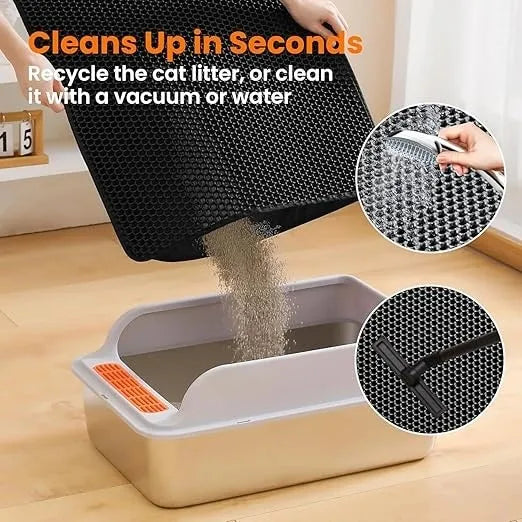 Cat Litter Trapping Mat – Double Layer Honeycomb, Waterproof & Non-Slip Design