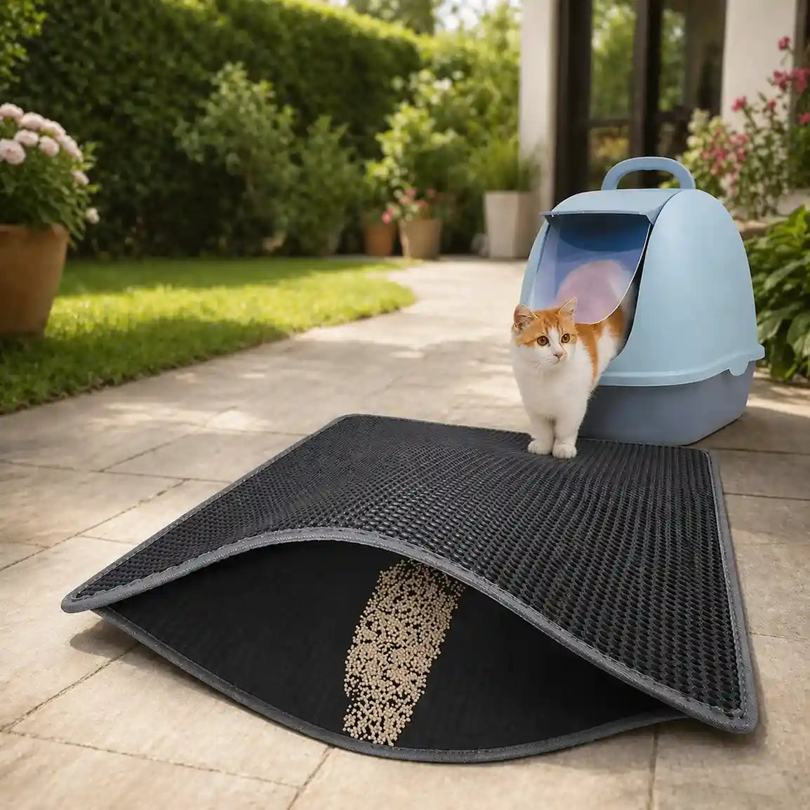 Cat Litter Trapping Mat – Double Layer Honeycomb, Waterproof & Non-Slip Design