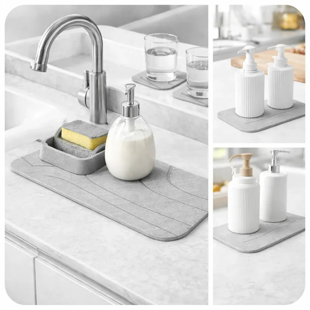 Diatomite Drying Coasters Mat – Bathroom & Kitchen Sink Organizer (Set of 5)