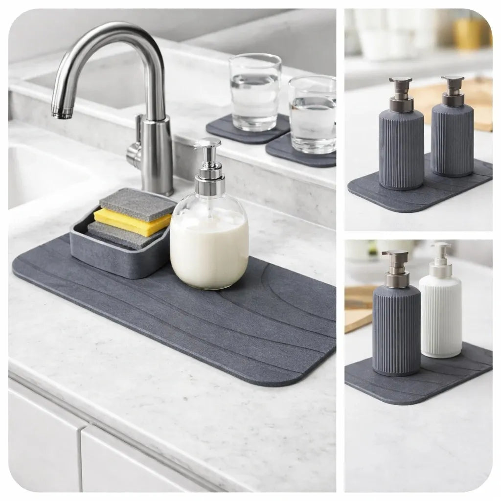 Diatomite Drying Coasters Mat – Bathroom & Kitchen Sink Organizer (Set of 5)