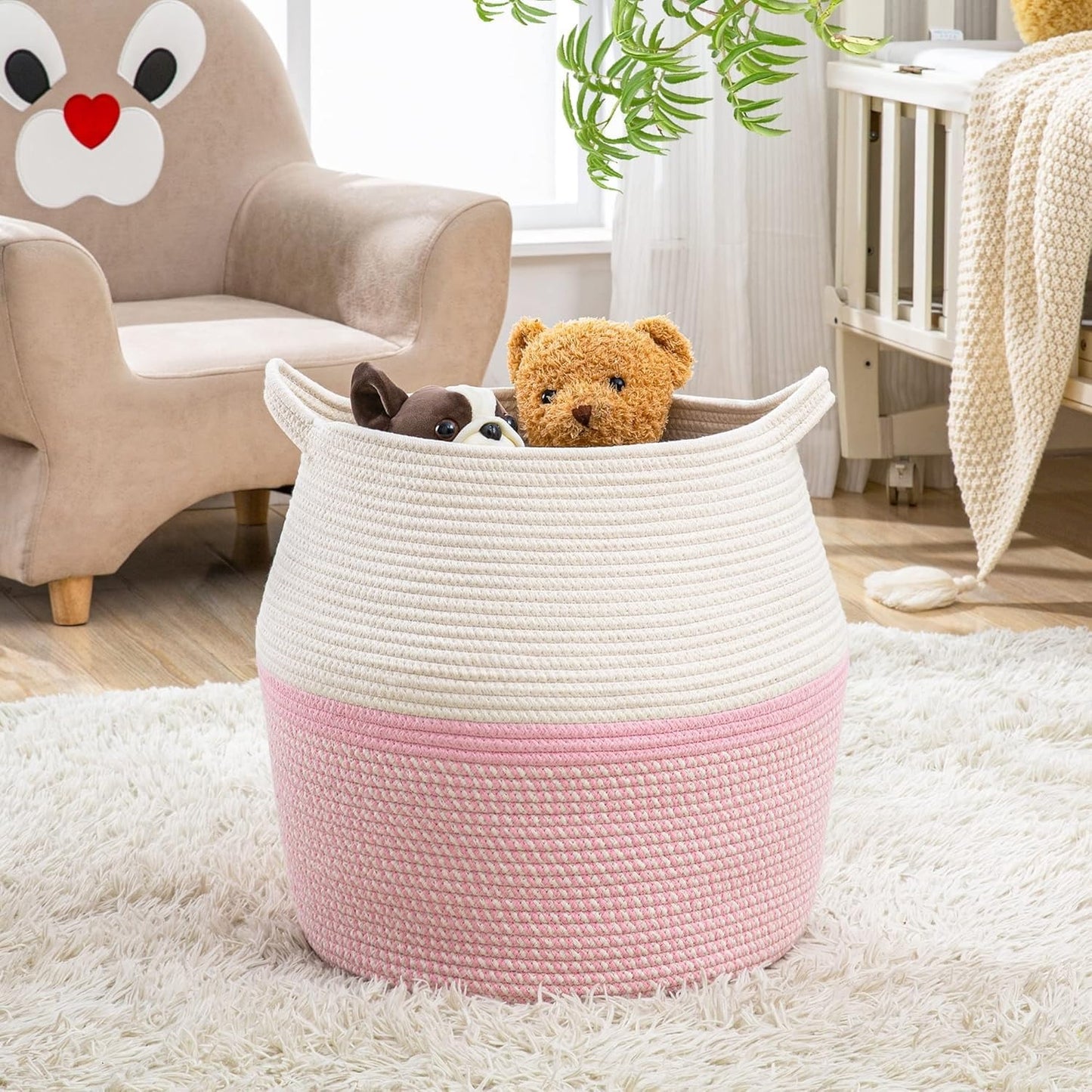 ALSTONIA Cotton Rope Basket pink