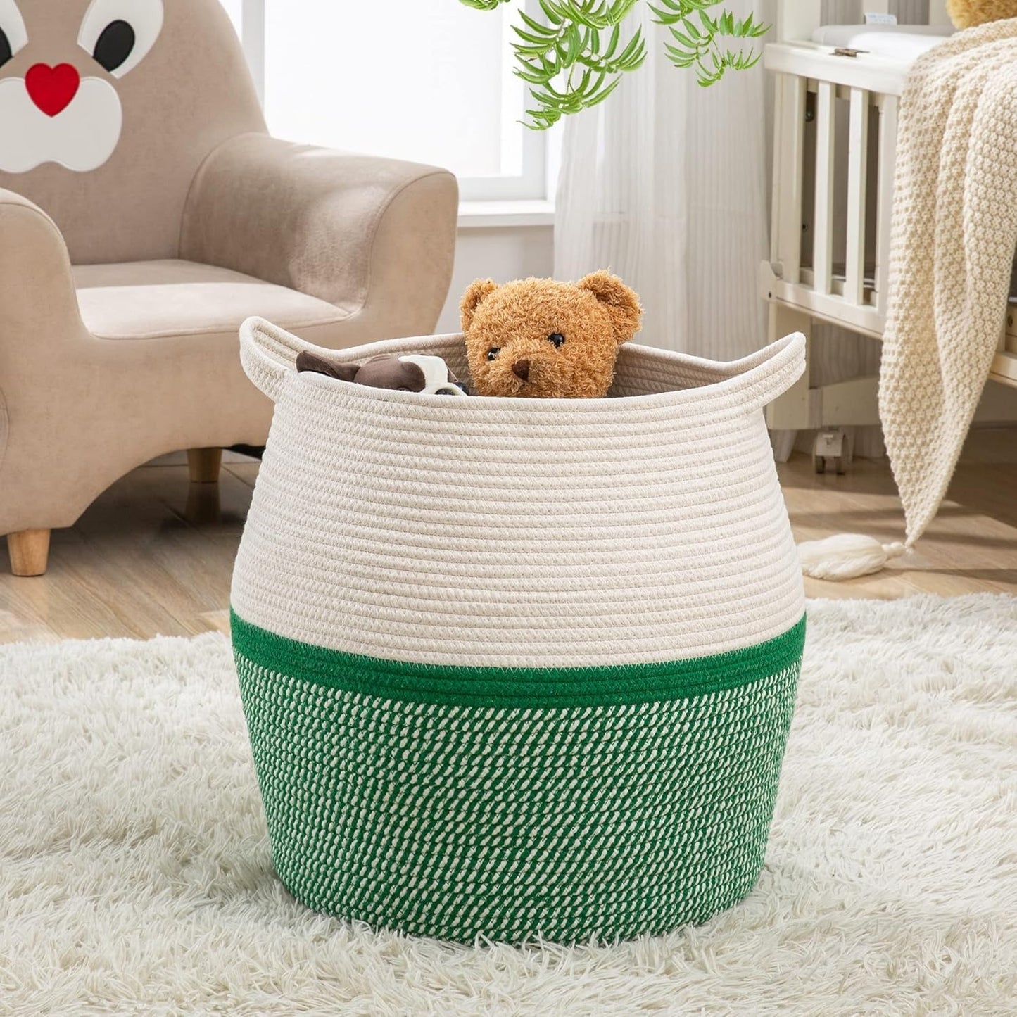 ALSTONIA Cotton Rope Basket green